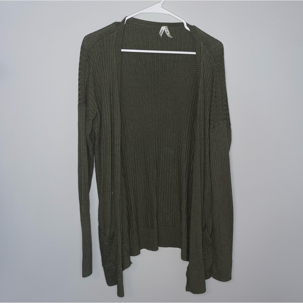 Mudd Olive Ribbed Knit Top Large